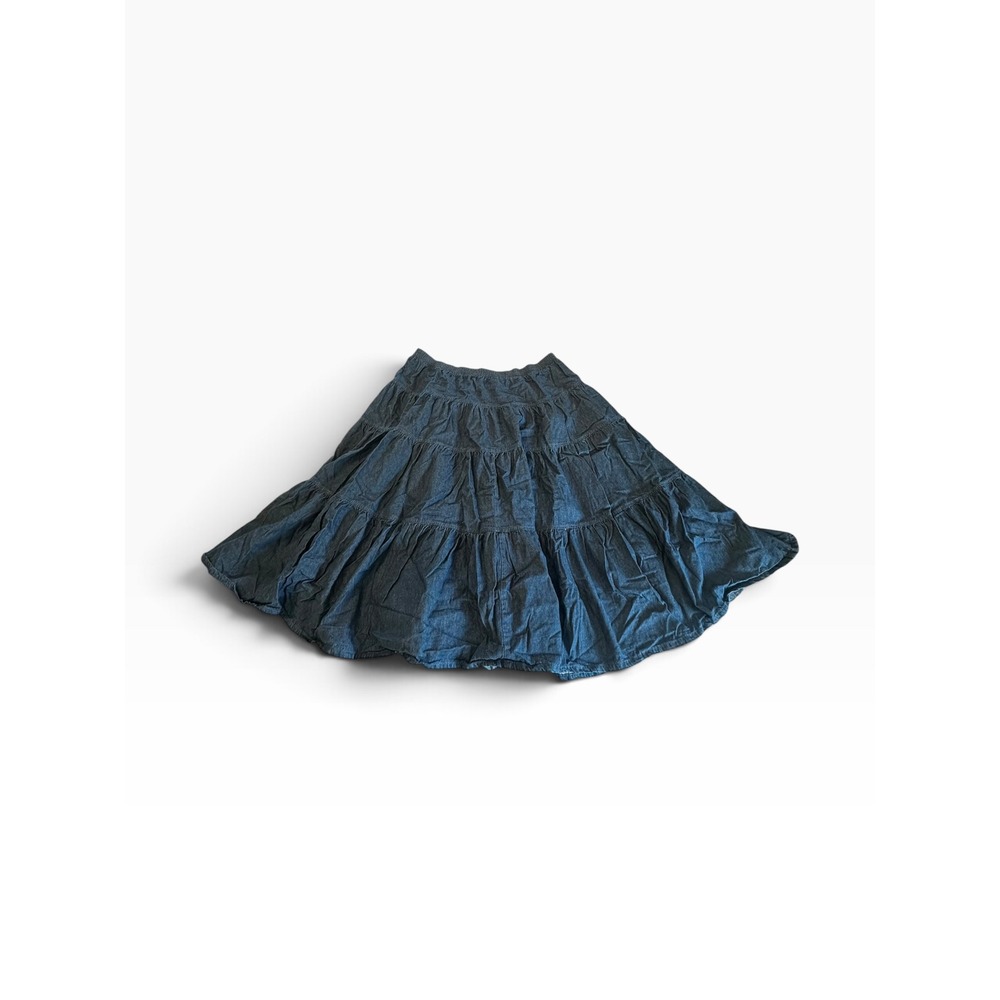Vintage Willowbend Tiered Denim Skirt Womens 2X Blue W4306 Made in USA